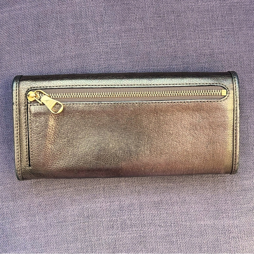 Loewe Anagram Long Wallet Gold Metallic Black Leather - Picture 11 of 12